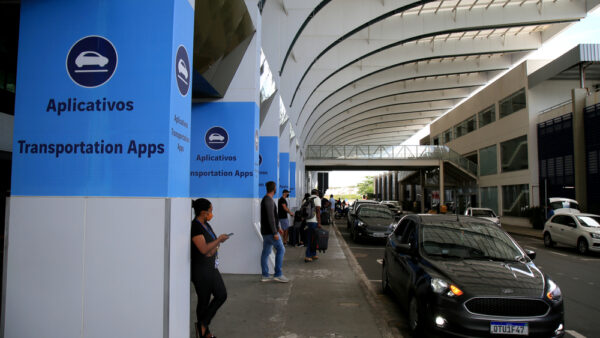 ride-hailing Pick-up spot for Uber drivers in the Salvador airport. Photo: Joa Souza/Shutterstock